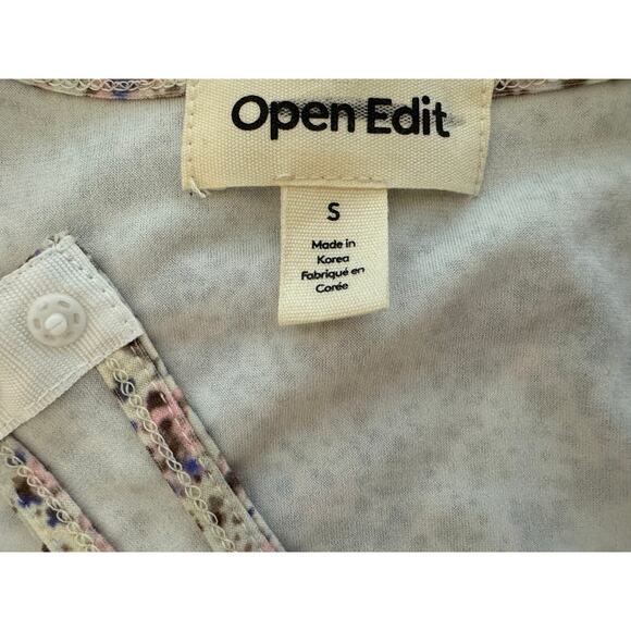 New ~ OPEN EDIT ~ NORDSTROM ~ Flower Fields High Crewneck Cutout Bodysuit S - Picture 9 of 10